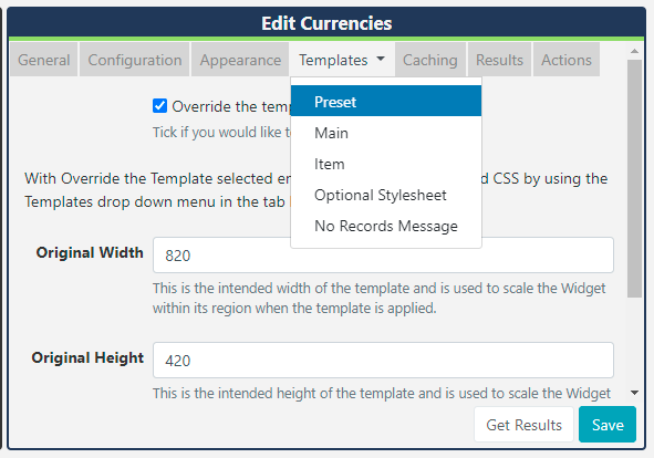 Currencies Override the Template